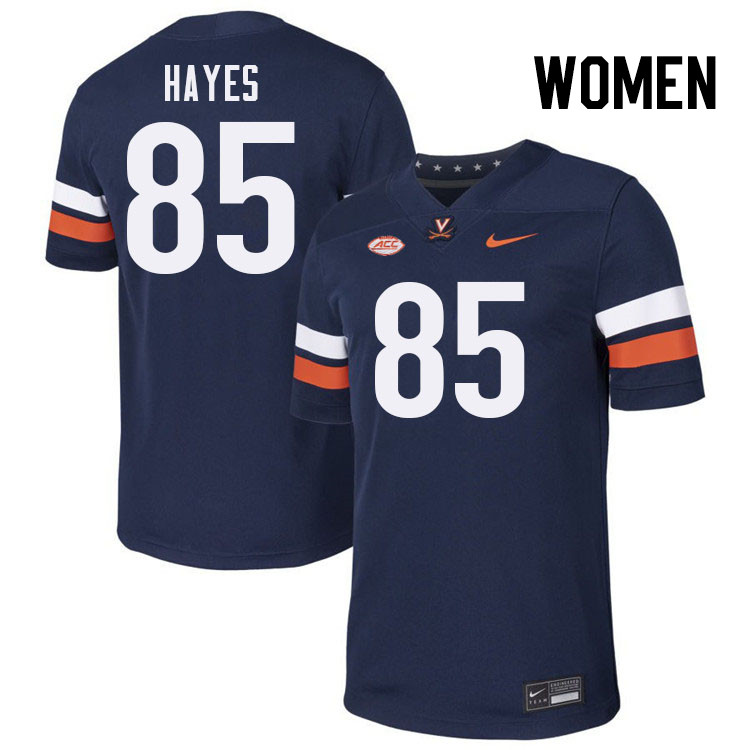 Women Virginia Cavaliers #85 Jewett Hayes College Football Jerseys Stitched-Navy